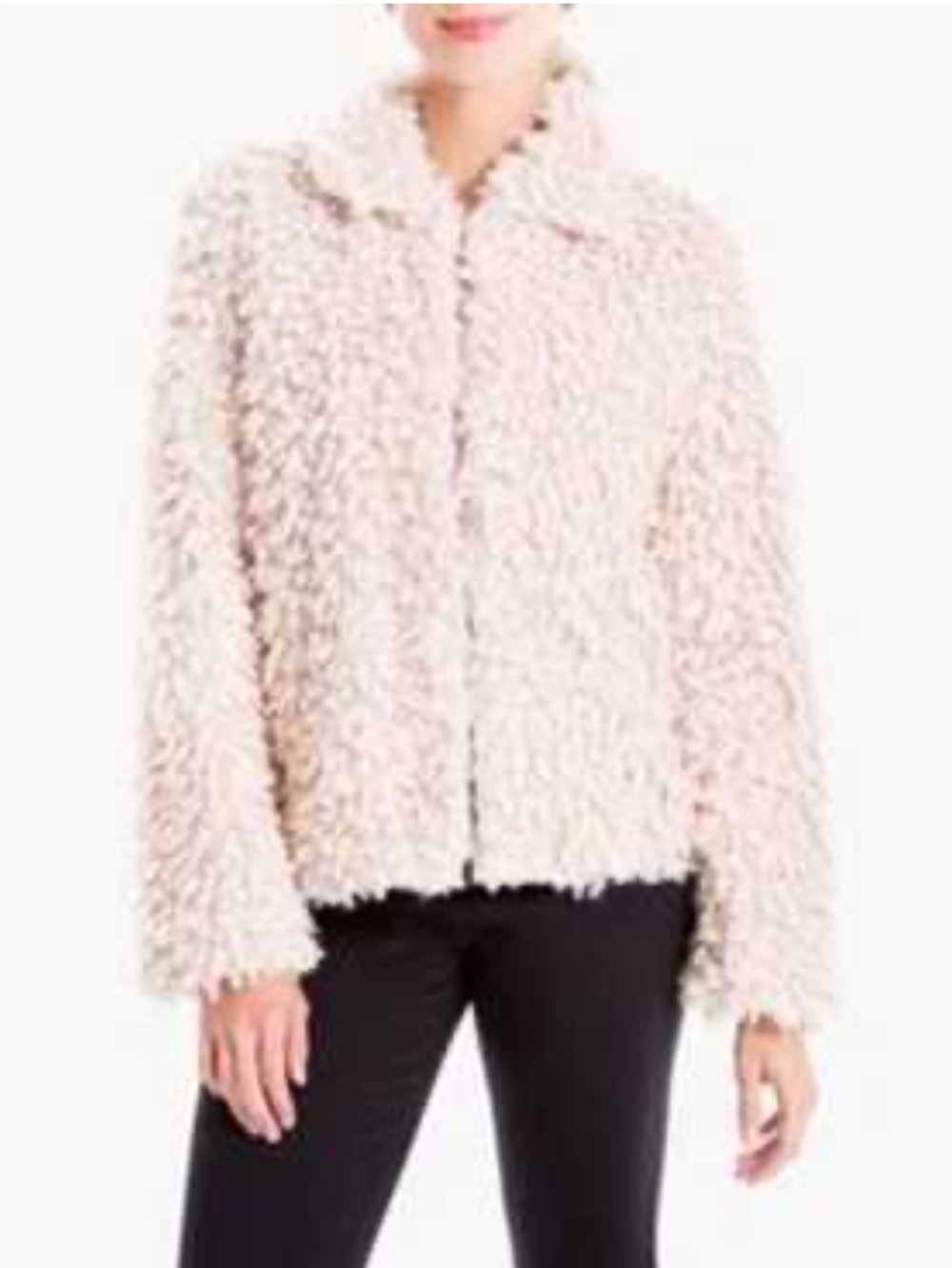 Max Studio Champagne Doodle Faux Fur Teddy Coat Size Medium NWTS